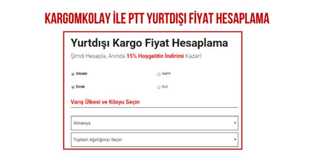 kargomkolay yurtdışı fiyat hesaplama