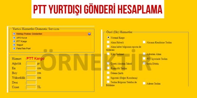 ptt yurtdışı gönderi hesaplama